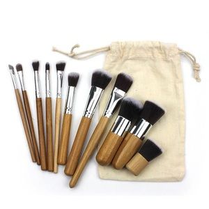 Custom 11 piece bamboo makeup brush set